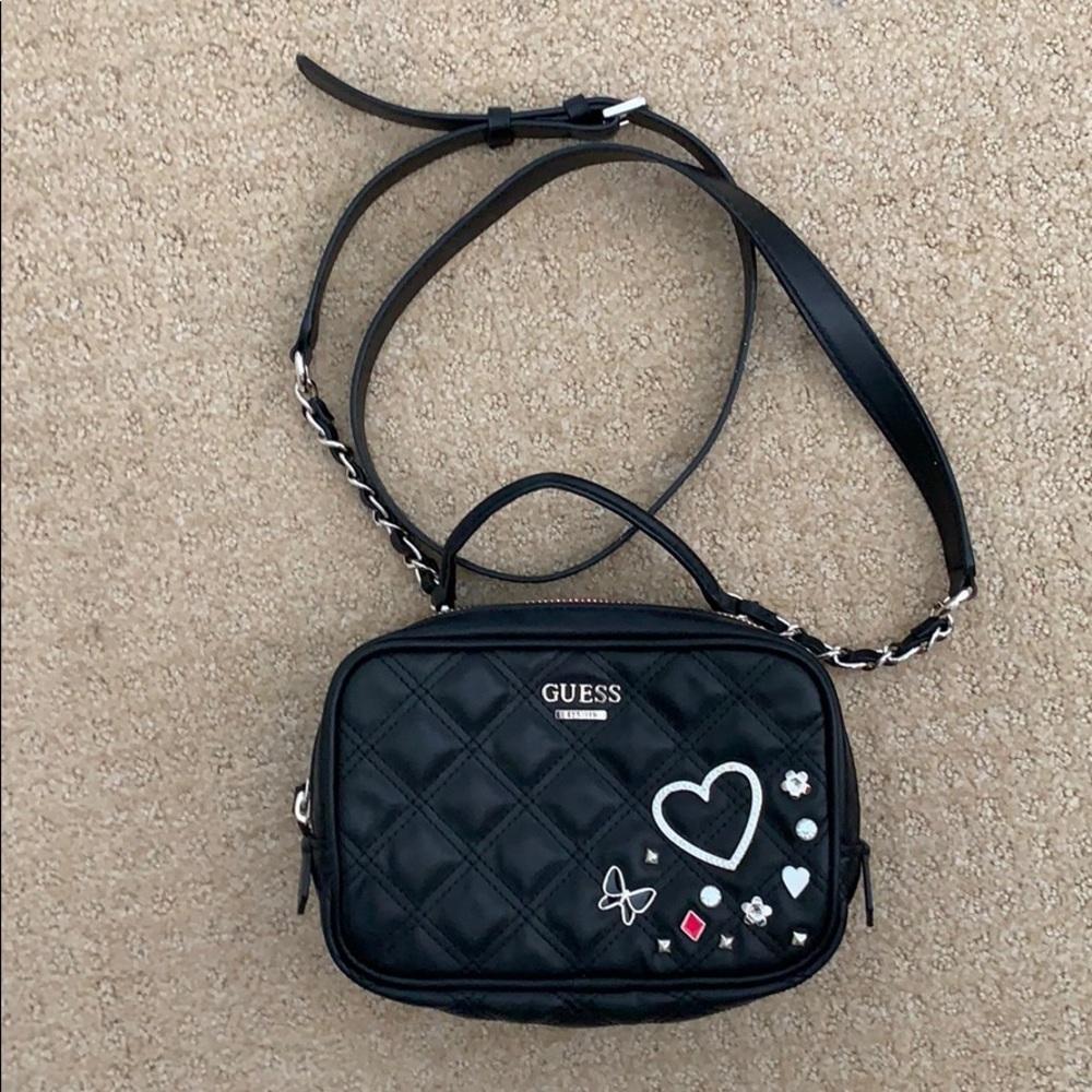 Guess cross body black purse with rhinestone